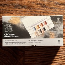 Winsor Newton Cotman Watercolour Metallic Pocket Set 9 PC NEW LOOK