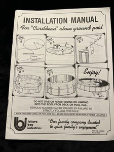 Leisure Bay Above Ground Pool Installation User Guide Manual Caribbean Vintage