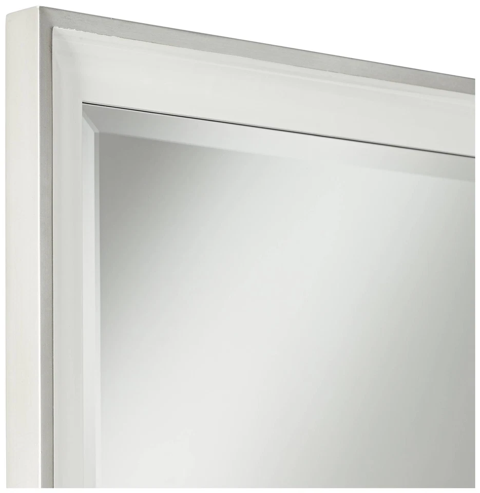 Espejo de pared rectangular tocador con marco de madera blanco brillante baño de 24" de ancho Foto 2 de 2