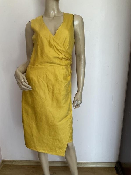Women Hallhuber Dress Yellow Linen 36 / S / 44