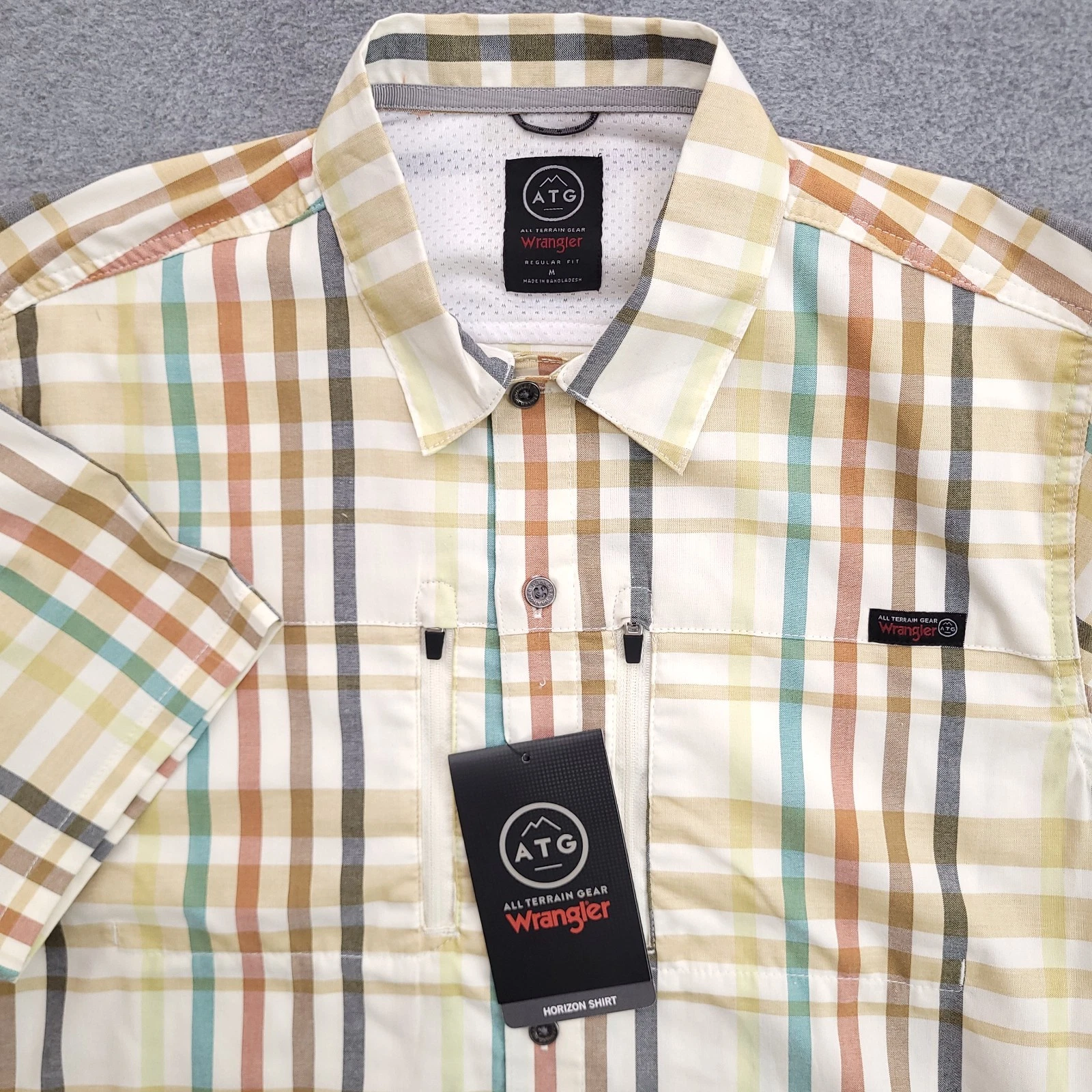 Wrangler ATG Shirt Mens Medium White Horizon Vented Hiking Outdoor Button Up