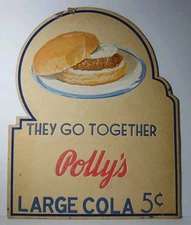 Rare 1950s Polly's Pop Advertising Sign Independence Missouri Soda Sign Pop Sign