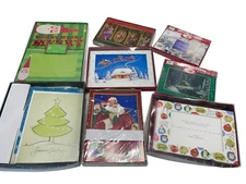 Assorted Boxed Christmas Cards Lot Designs Holiday Themed Greetings