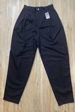 Vintage 90  s Black Esprit Sport Chino Pleated Wide Tapered Leg Pants Size 9/10