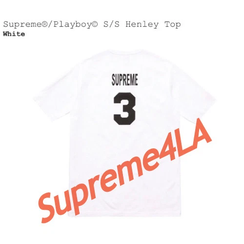 Supreme 17S/S Playboy S/S Henley Top White Size XL 1000% Authentic in Hand