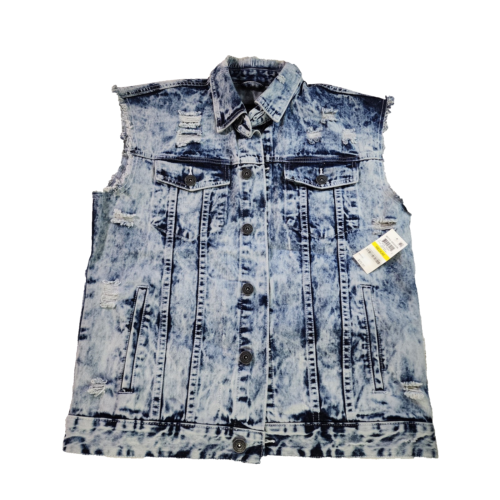 INC Men's Regular Fit Acid Wash Button Up Cut Off Denim Trucker Vest NWT Size M - 第 1/18 張圖片