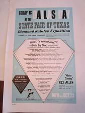 STATE FAIR OF TEXAS DIAMOND JUBILEE EXPOSITION POSTER AD  BLUE  18" X 12"  BB-3A