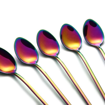 5x Löffel LANG 19,5cm Cocktail Coctail Longrink Kaffee Design Latte Macchiato - Bild 1 von 4