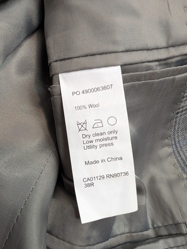 ABRIGO DEPORTIVO CALVIN KLEIN Hombre 100% Lana Gris Blazer 38R 2 Botones Sin Ventilación - Imagen 8 de 11