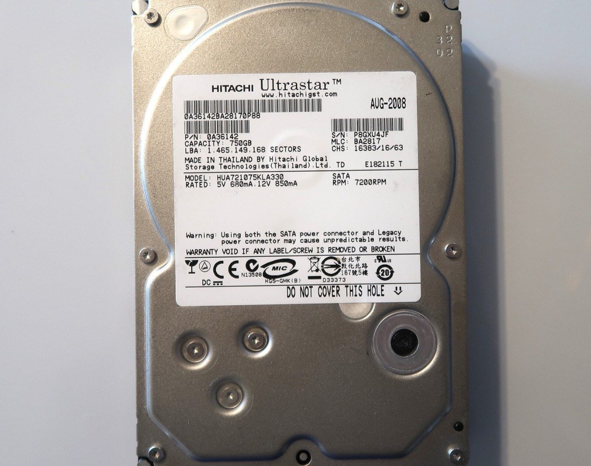 Hitachi HUA721075KLA330 0A36142 MLC:BA2817 750gb 3.5