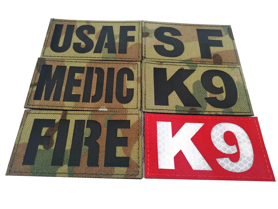 IR Reflective SF K9 Dog MEDIC USAF FIRE Cost JF0 Hook Loop Patch Fastener Badge - Image 3 of 4