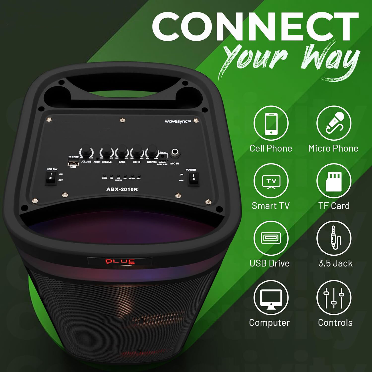 Dual 10" Portable Bluetooth Party Speaker Subwoofer Heavy Bass Sound System+ Mic