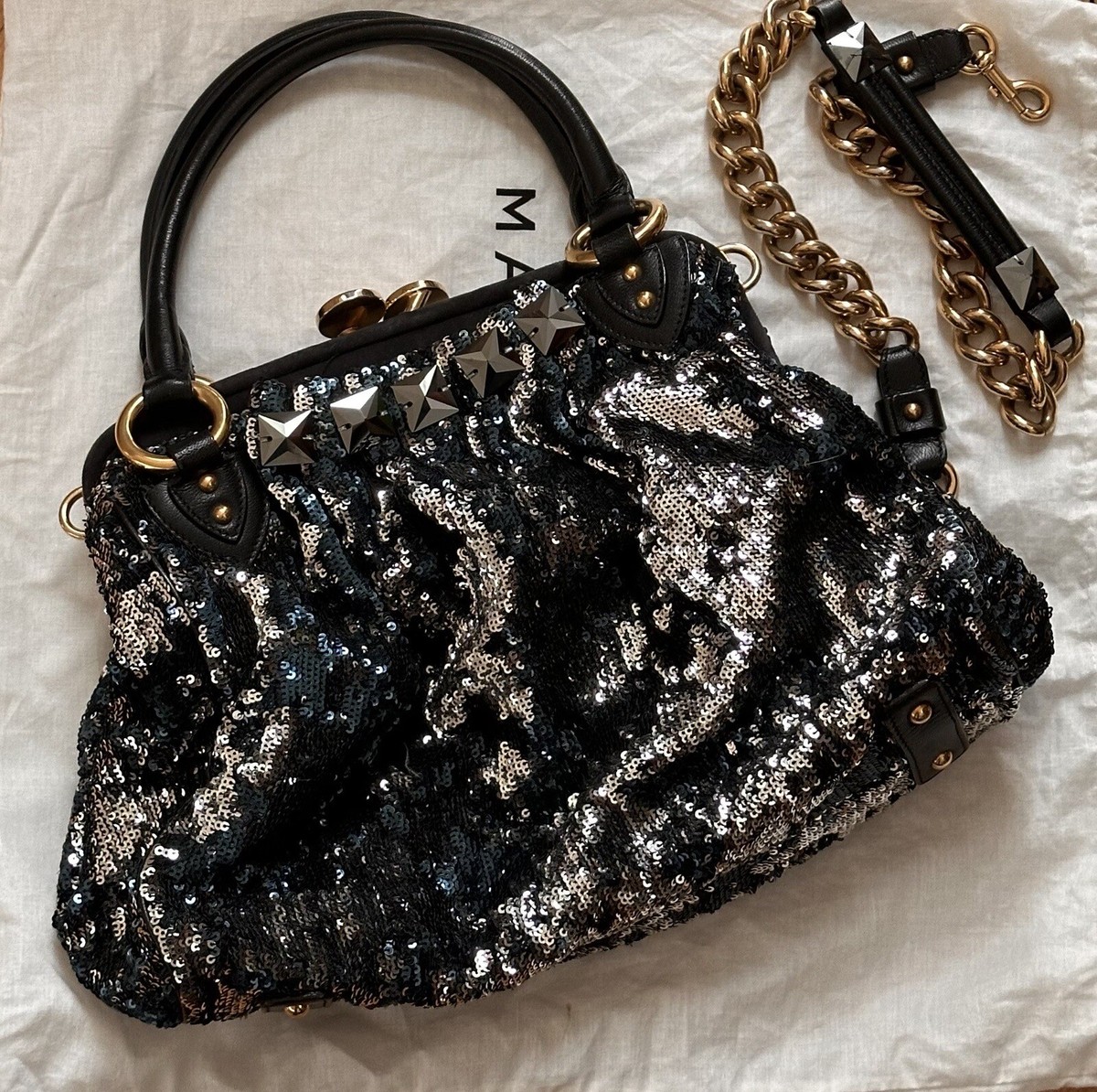 Original 2005 Marc Jacobs Stam Kiss Lock Rocker Blue Silver Sequin