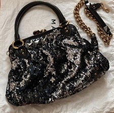 Original 2005 Marc Jacobs Stam Kiss Lock Rocker Blue Silver Sequin bag. Italy