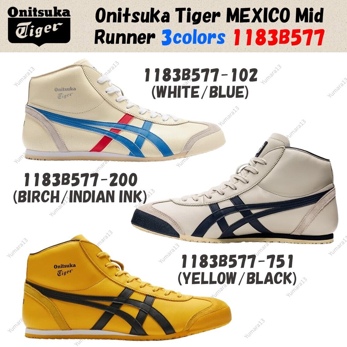 Onitsuka Tiger MEXICO Mid Runner 3colors 1183B577 Onitsuka Tiger MEXICO Mid Runner 3colors 1183B577
