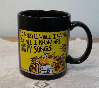 Shoebox Cat Mug Whistle While I Work Happy Songs Hallmark Coffee Mug Cup
