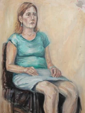 Impressionist oil painting female portrait signed