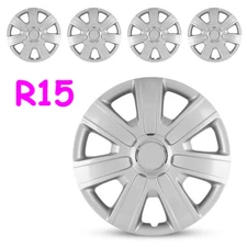 15" Set Of 4 Wheel Hub Caps Cover Replacements R15 Tire & Steel Rim Universal
