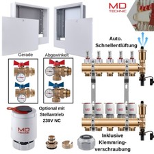Fußbodenheizung Set mit Messing Heizkreisverteiler, Verteilerschrank & Zubehör