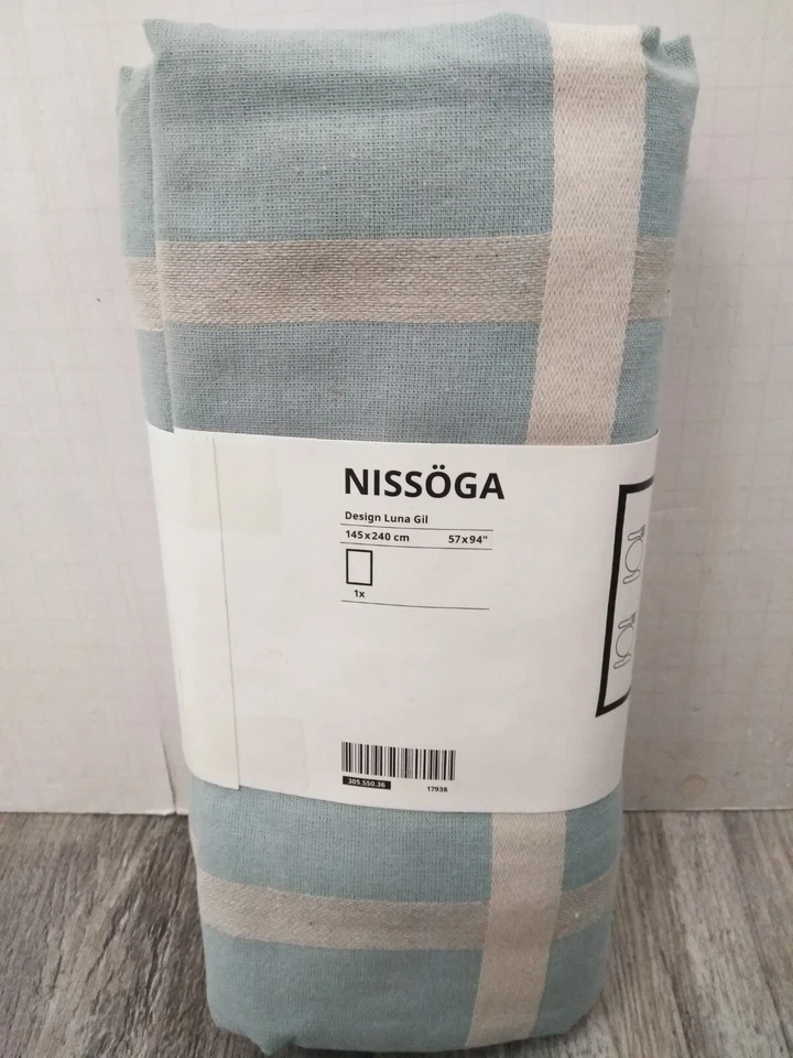 IKEA NISSOGA Tablecloth (1)  L.BLUE & Beige Cotton / JUTE  57''x94"  LUNA GIL - Image 3 of 4