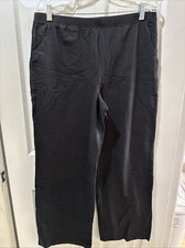 Denim  Co. Active French Terry Pull on Wide Leg Pants-Black-Medium-NEW-A452547