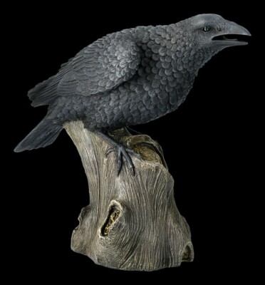 Große schwarze Raben Figur - Ravens Cry - Fantasy Krähe Deko Crow Raven
