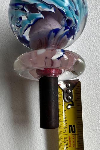 ORNATE Victoriano Vidrio Soplado Newel Poste Acabado Azul Remolino Perilla Suave De Colección - Imagen 9 de 13