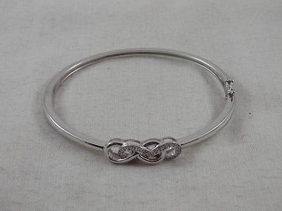 Diamant Double Infinity Loop Sterling Silber Armband 925 7'' 12 Gramm 4mm Band