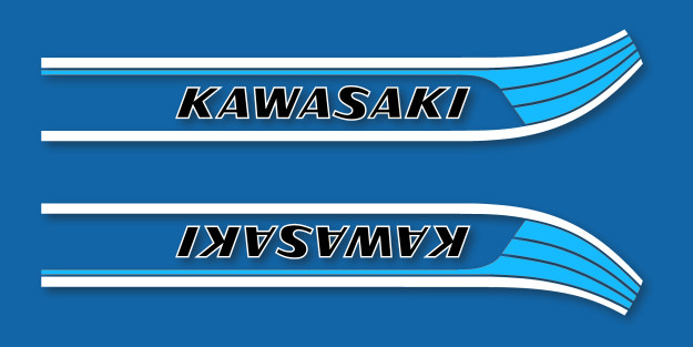 Sticker Decal reservoir pour moto Kawasaki 175KE et 125KE vintage de 1978 coloris bleu