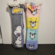 Care Bears and Snoopy / Peanuts NWT Slipper Socks Nonslip Fuzzy Socks