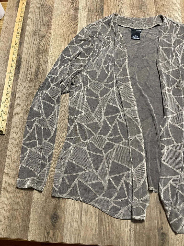 Suéter Citiknits, Para Mujer Talla XL, Negro Dorado, Cárdigan Abierto, Manga Larga Foto 3 de 4