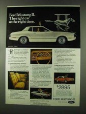 Ford Mustang II Ghia 1973, techo rígido de dos puertas y anuncio 2+2