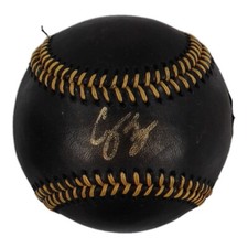 Corey Seager Signed OML Black Leather Baseball (Fanatics & MLB) Texas Rangers