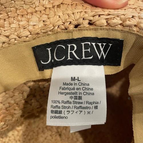 NWOT J.Crew Women's Sz M/L Raffia Bucket Hat Natural Straw Tan 2 1/2" Brim - Picture 5 of 9