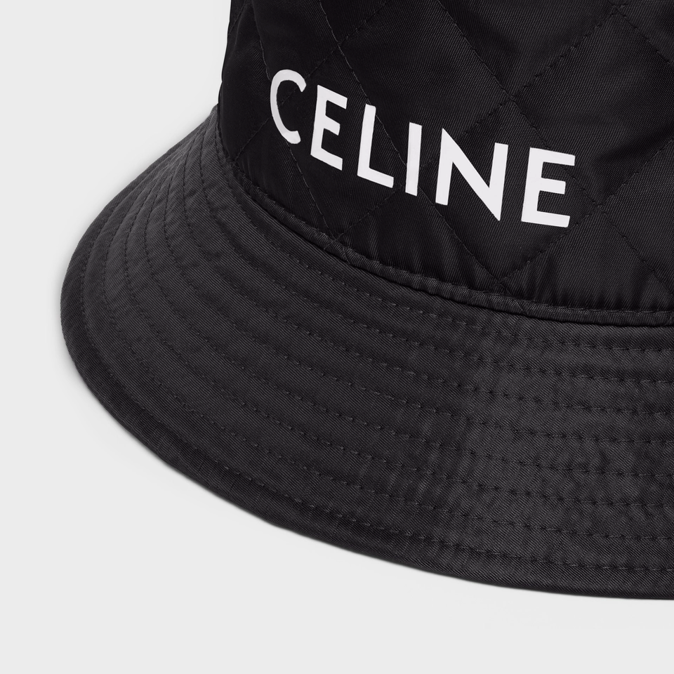 Celine Paris Black Quilted White Logo Nylon Twill Orange Sun Celine Paris Black Quilted White Logo Nylon Twill Orange Sun