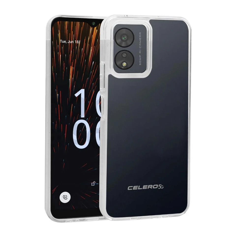 Funda rígida para teléfono Boost Celero 5G SC 2024 cubierta blindada cepillada + vidrio templado Foto 2 de 4