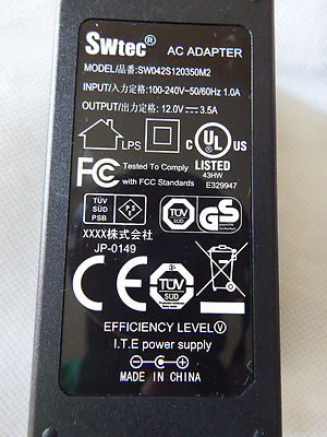 12,0V 3,5A 12V Netzteil Ladegerät SWTEC AC Adapter SW042S120350M² REDUZIERT