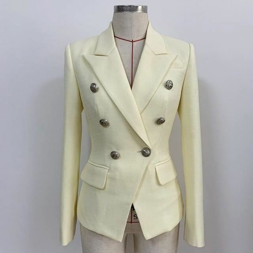 New Women’s Gold Button Blazer Ladies Double Breasted Smart Formal Office Jacket - Picture 71 of 85