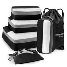 Compression Packing Cubes for Travel, Lightweight and Space-Saving 6 Set Black