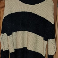 H&M Damen Strickpullover gestreift Schwarz/Be...