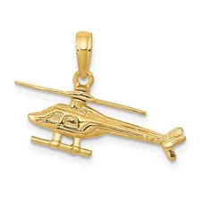 14k 3-D Moveable Rotor Helicopter Pendant D1221