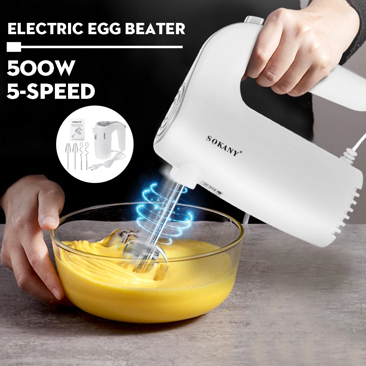 Electric 5 Speed Kitchen Handheld Mixer Whisk Egg Beater Baking Food Blender
Opens in a new window o