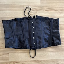 Underbust Waist Training Corset Steel Boned 38 Inch Black Goth Punk Cosplay