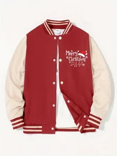 Merry Christmas All Wool Bomber Men's Stylish Motorcycle Varsity Jacket