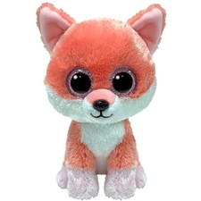 OFFICIAL TY BEANIE BOOS VIXEN FOX PEACH/WHITE REG 6"/15CM SOFT TOY 37390