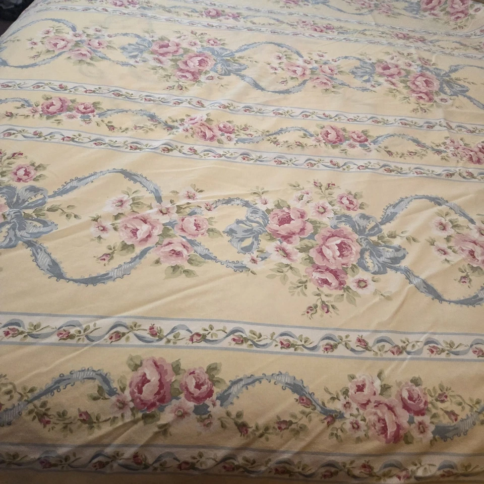 De Colección Cañón "Rosas Florales" Sábana Ajustable Completa Flores Arcos Azules Casa de Campo EE. UU. 68x82 Foto 4 de 4