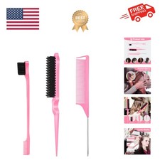 3 Pcs Slick Back Hair Brush, Rat Tail Comb, Edge | Bristle Brush, Hair Access...