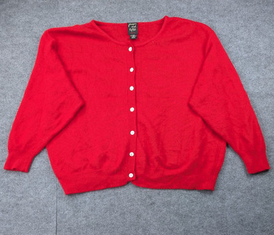 Jacque and Koko Cardigan Womens 26 Angora Sweter Cozy Red Minimalist Vintage 90s