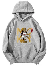 Mickey Mouse Gold Print Hoodie - Retro Cartoon Design Unisex Pullover