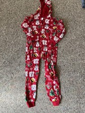 Children  s Place Hooded Christmas One Piece Pajama Set Size Medium 7/8